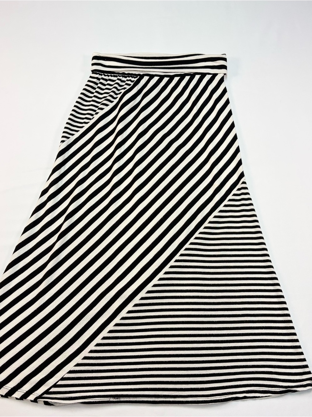 Joey B Black and White Striped A-Line Skirt